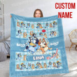 Personalized Bluey Blanket, Bluey Family Soft Blankets, Bluey and Bingo Birthday Blanket, Bluey Family Blanket for Kid - Image 2