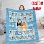 Personalized Bluey Blanket, Bluey Family Soft Blankets, Bluey and Bingo Birthday Blanket, Bluey Family Blanket for Kid - Image 4