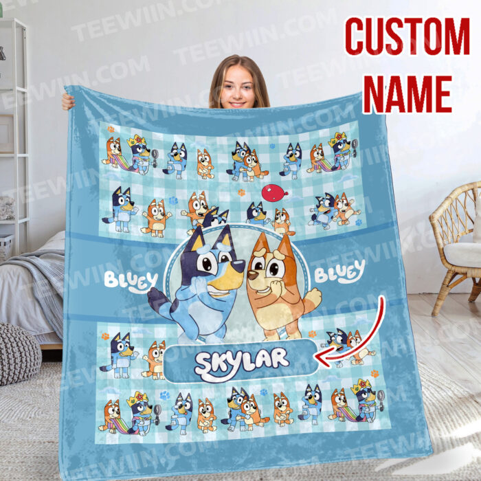 Personalized Bluey Blanket, Bluey Family Soft Blankets, Bluey and Bingo Birthday Blanket, Bluey Family Blanket for Kid - Image 7