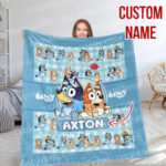 Personalized Bluey Blanket, Bluey Family Soft Blankets, Bluey and Bingo Birthday Blanket, Bluey Family Blanket for Kid - Image 6