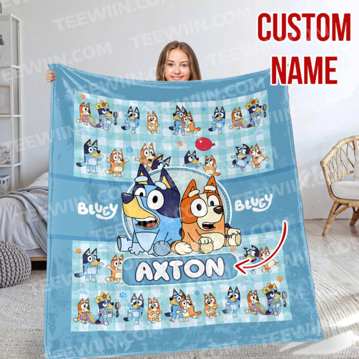 Personalized Bluey Blanket, Bluey Family Soft Blankets, Bluey and Bingo Birthday Blanket, Bluey Family Blanket for Kid - Image 6