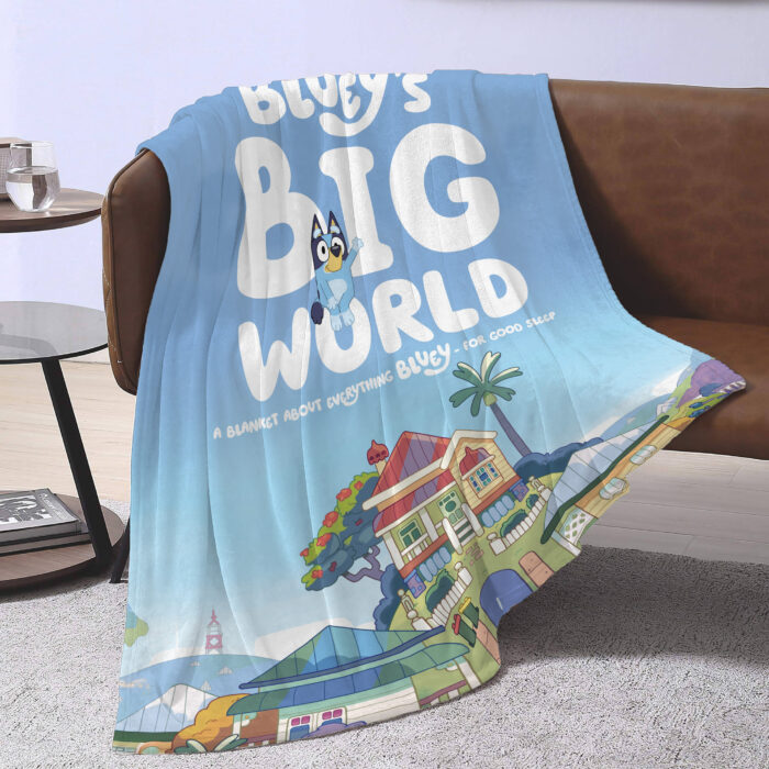 Personalized Bluey Family Baby Blanket, Bluey's Big World Blanket, Bluey Birthday Blanket for Kid - Image 3