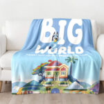Personalized Bluey Family Baby Blanket, Bluey's Big World Blanket, Bluey Birthday Blanket for Kid - Image 4