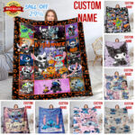 Personalized Disney Stitch And His Friends Fleece Blanket, Lilo and Stitch Custom Name Blanket