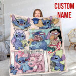 Personalized Disney Stitch And His Friends Fleece Blanket, Lilo and Stitch Custom Name Blanket - Image 5