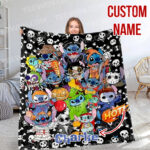 Personalized Disney Stitch And His Friends Fleece Blanket, Lilo and Stitch Custom Name Blanket - Image 3