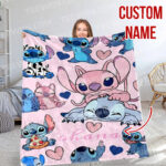 Personalized Disney Stitch And His Friends Fleece Blanket, Lilo and Stitch Custom Name Blanket - Image 8