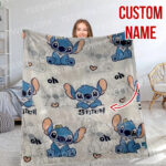 Personalized Disney Stitch And His Friends Fleece Blanket, Lilo and Stitch Custom Name Blanket - Image 9