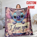 Personalized Disney Stitch And His Friends Fleece Blanket, Lilo and Stitch Custom Name Blanket - Image 6