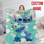 Personalized Disney Stitch And His Friends Fleece Blanket, Lilo and Stitch Custom Name Blanket - Image 12