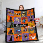 Disney Skeleton Halloween Blanket, Custom Name Mickey Halloween Fleece Blanket