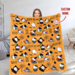 Personalized Hello Kitty Halloween I Want Candy Fleece Blanket, Hello Kitty Custom Name Blanket - Image 7