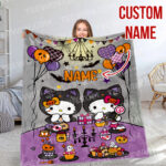 Personalized Hello Kitty Halloween I Want Candy Fleece Blanket, Hello Kitty Custom Name Blanket - Image 5