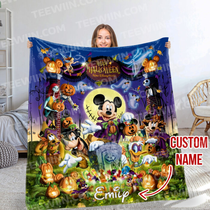 Disney Fall Disneyland Halloween Blanket, Mickey Mouse Fleece Blanket Mickey Mouse - Image 7