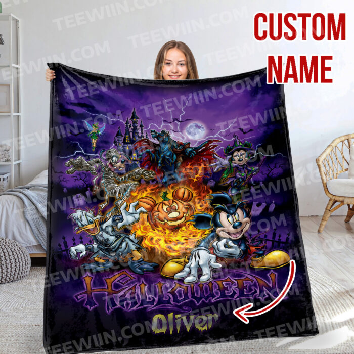 Disney Fall Disneyland Halloween Blanket, Mickey Mouse Fleece Blanket Mickey Mouse - Image 8