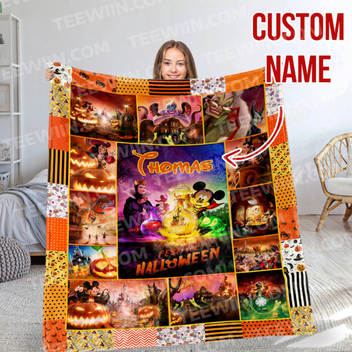 Disney Fall Disneyland Halloween Blanket, Mickey Mouse Fleece Blanket Mickey Mouse - Image 3