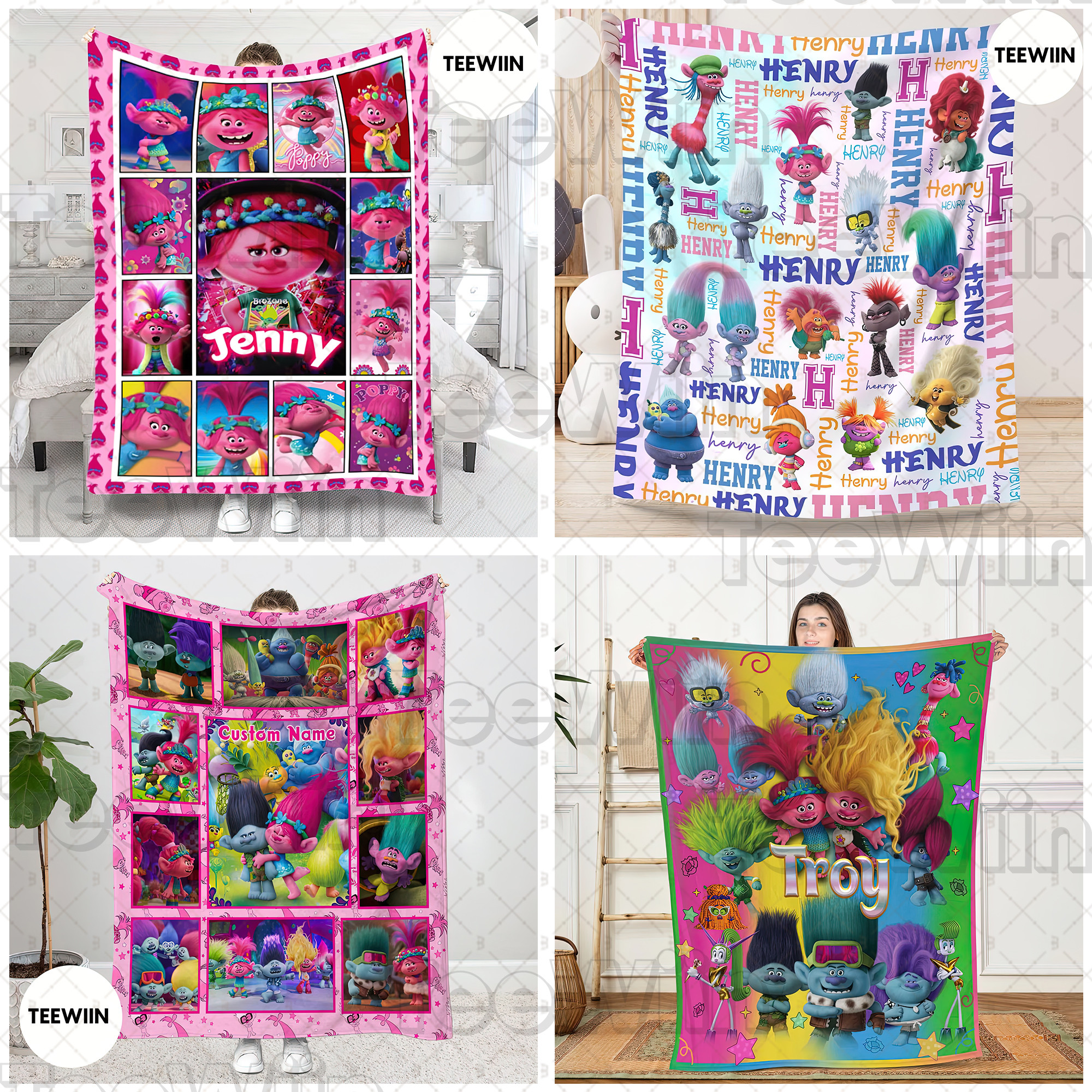 1722929856381.jpg Personalized Trolls Blanket, Trolls Birthday Blanket, Custom Name Blanket, Trolls Family Blanket, Baby Shower Gifts, Kids Trolls Movie Gift - Image 1