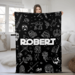 Personalized Name Star Wars Blanket/Star Wars Characters Blanket/Star Wars Birthday Gift/Custom Galaxy Edge Blanket/Darth Vader