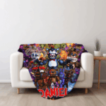 Custom Five Nights At Freddy Blanket, Five Nights At Freddy, Freddy Fazbear Bonnie Chica Foxy Blanket Horror Halloween Blanket - Image 2