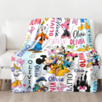 Personalized Watercolor Mouse and Friends Blanket, Magic Castle Baby Blanket, Gift for Kids, Magic Kingdom Fleece Blanket, Cartoon Quilt - Image 2