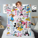 Personalized Watercolor Mouse and Friends Blanket, Magic Castle Baby Blanket, Gift for Kids, Magic Kingdom Fleece Blanket, Cartoon Quilt