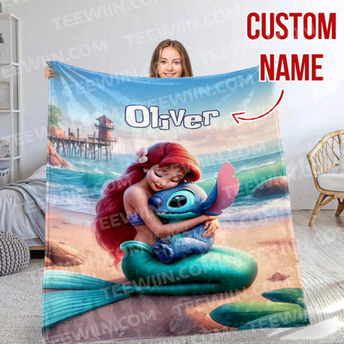 Personalized Disney Stitch Blanket Fleece Blanket, Stitch Custom Name Blanket - Image 5