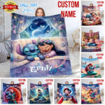 Personalized Disney Stitch Blanket Fleece Blanket, Stitch Custom Name Blanket