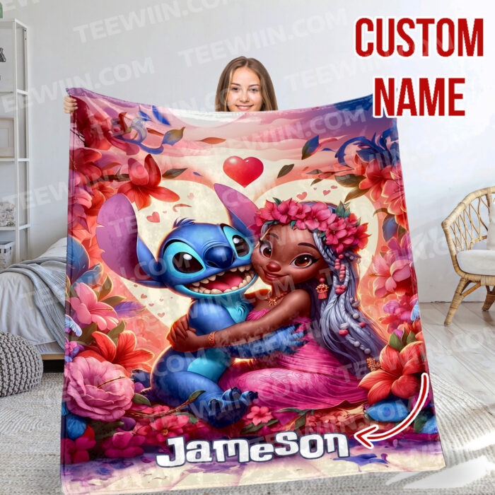 Personalized Disney Stitch Blanket Fleece Blanket, Stitch Custom Name Blanket - Image 10