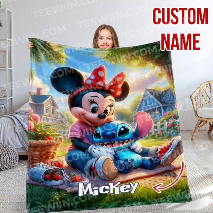 Personalized Disney Stitch Blanket Fleece Blanket, Stitch Custom Name Blanket - Image 11