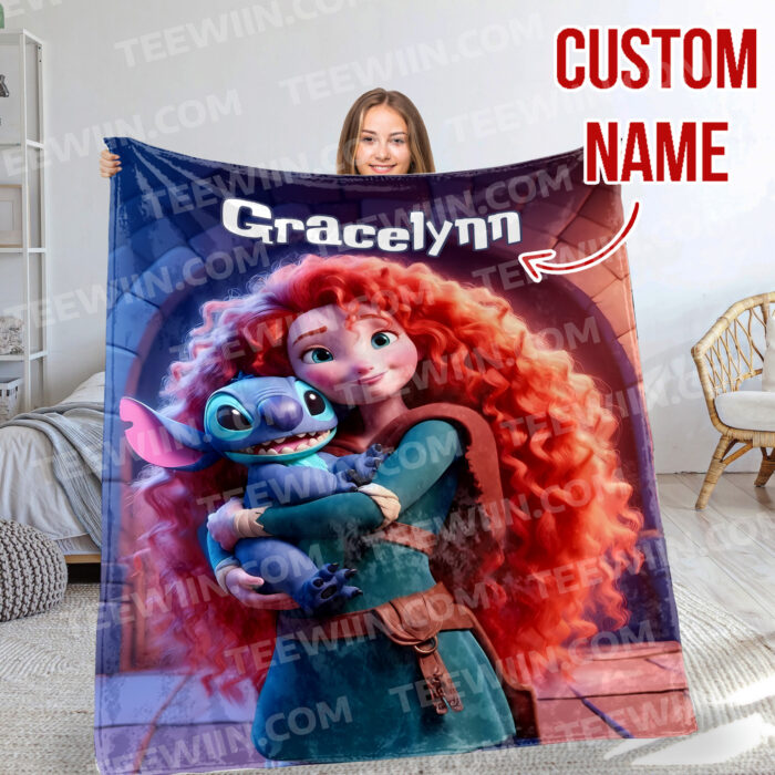 Personalized Disney Stitch Blanket Fleece Blanket, Stitch Custom Name Blanket - Image 6