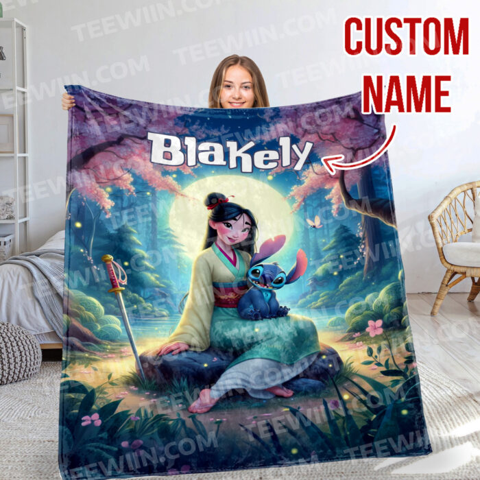Personalized Disney Stitch Blanket Fleece Blanket, Stitch Custom Name Blanket - Image 7