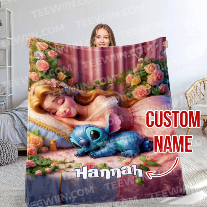 Personalized Disney Stitch Blanket Fleece Blanket, Stitch Custom Name Blanket - Image 4