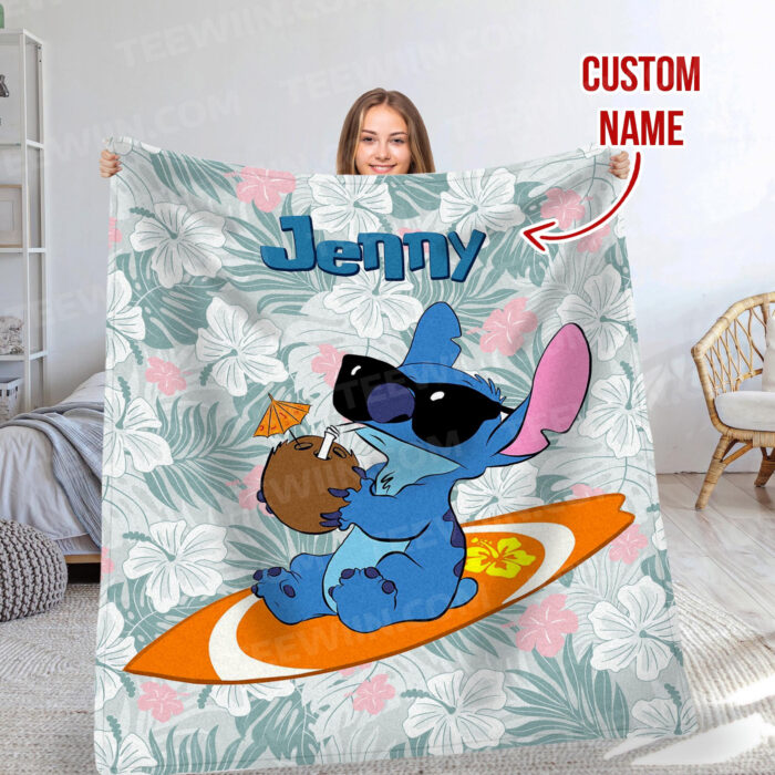 Disney Stitch Printed Soft Blanket, Multipurpose Flannel Blanket Warm Blanket For Car Office Picnic Camping Home - Image 4