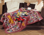 Personalized Bluey Blanket, Red Bluey Deadpool & Wolverine Blanket, Bluey Birthday Blanket, Bluey Family Blanket for Kid - Image 4