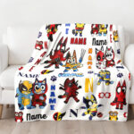 Personalized Bluey Blanket, Red Bluey Deadpool & Wolverine Blanket, Bluey Birthday Blanket, Bluey Family Blanket for Kid - Image 2