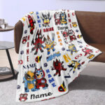 Personalized Bluey Blanket, Red Bluey Deadpool & Wolverine Blanket, Bluey Birthday Blanket, Bluey Family Blanket for Kid - Image 4