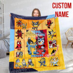 Personalized Bluey Blanket, Red Bluey Deadpool & Wolverine Blanket, Bluey Birthday Blanket, Bluey Family Blanket for Kid