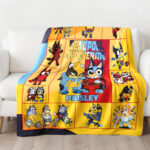 Personalized Bluey Blanket, Red Bluey Deadpool & Wolverine Blanket, Bluey Birthday Blanket, Bluey Family Blanket for Kid - Image 3