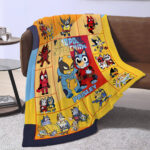 Personalized Bluey Blanket, Red Bluey Deadpool & Wolverine Blanket, Bluey Birthday Blanket, Bluey Family Blanket for Kid - Image 4
