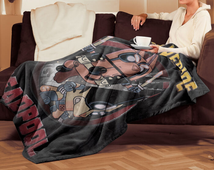 Personalized Bluey Blanket, Red Bluey Deadpool & Wolverine Blanket, Bluey Birthday Blanket, Bluey Family Blanket for Kid - Image 2