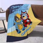 Personalized Bluey Blanket, Red Bluey Deadpool & Wolverine Blanket, Bluey Birthday Blanket, Bluey Family Blanket for Kid - Image 3