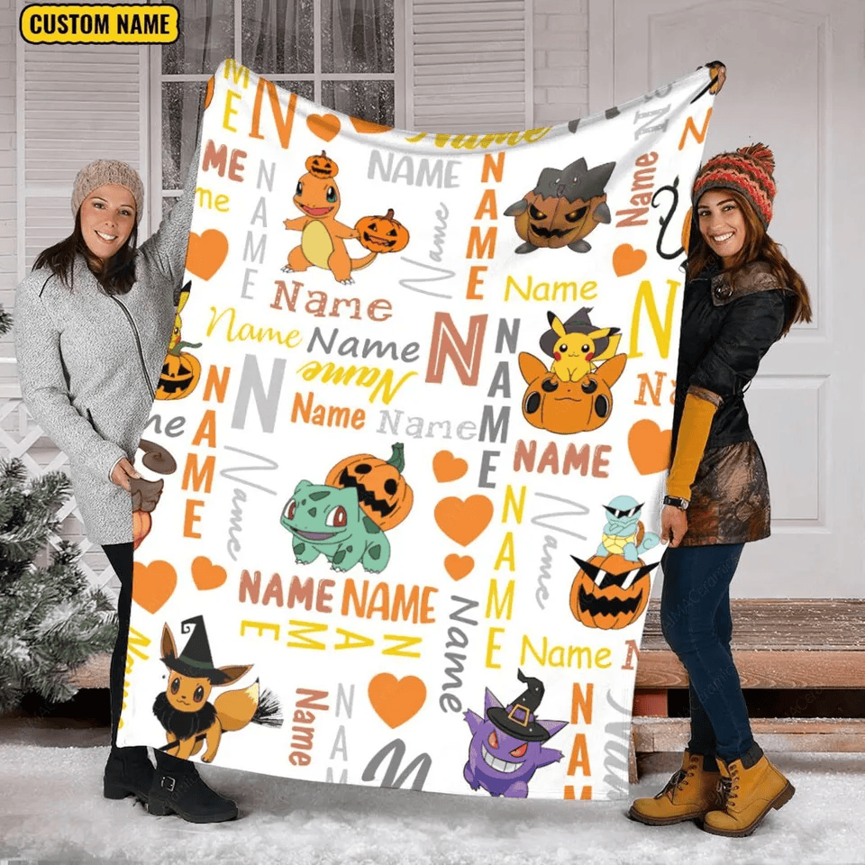 1723189024440.png Halloween Blanket, Anime Blanket, PKM Gifts, Charizard Sherpa, Movie Cartoon Character Blanket, TV Show Blanket - Image 1
