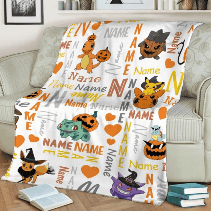 Halloween Blanket, Anime Blanket, PKM Gifts, Charizard Sherpa, Movie Cartoon Character Blanket, TV Show Blanket - Image 3