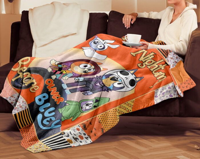Personalized Bluey Blanket, Bluey The Night Before Christmas Blanket, Bluey Birthday Blanket, Family Blanket for Kid - Image 4