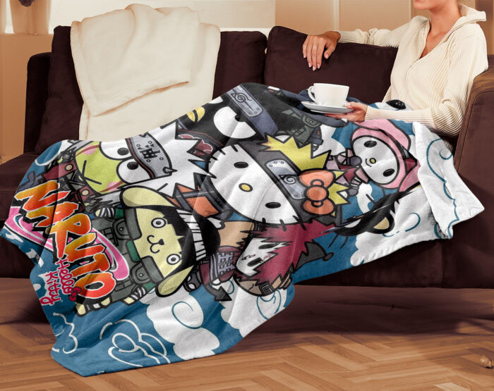 Personalized Hello Kitty Naruto Blanket, Super Hero Hello Kitty Blanket - Image 3