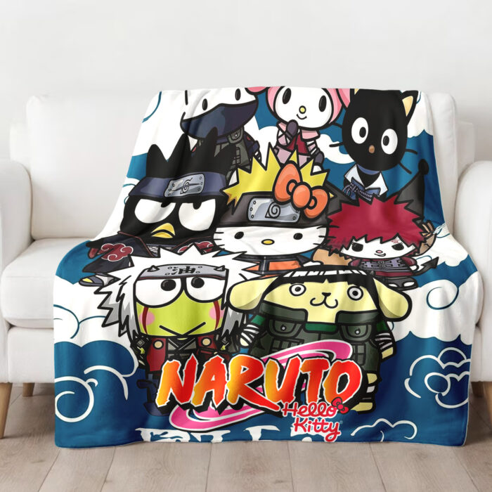 Personalized Hello Kitty Naruto Blanket, Super Hero Hello Kitty Blanket - Image 2