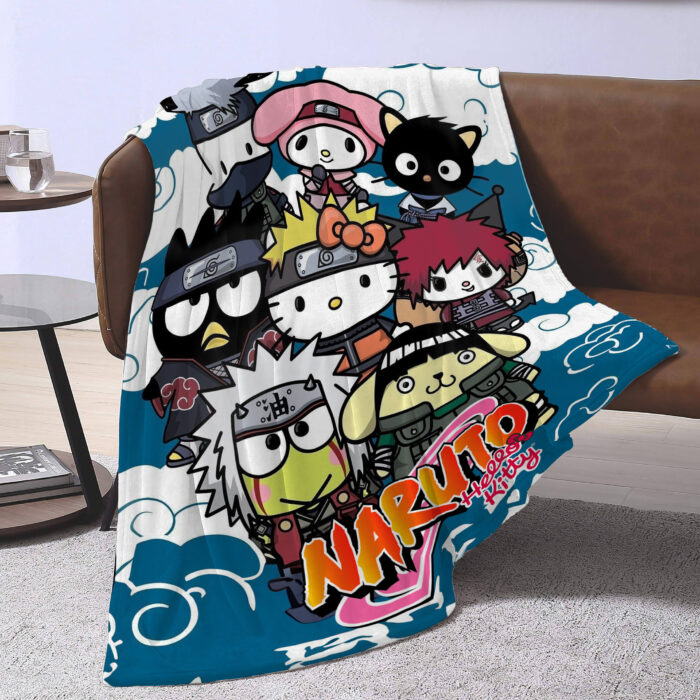 Personalized Hello Kitty Naruto Blanket, Super Hero Hello Kitty Blanket - Image 4
