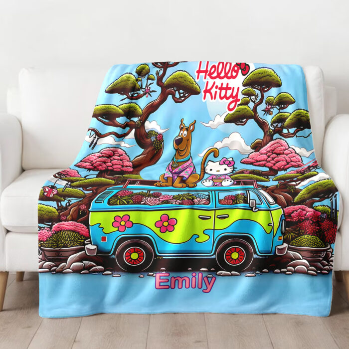 Personalized Hello Kitty Scooby-Doo Blanket, Super Hero Hello Kitty Blanket - Image 2