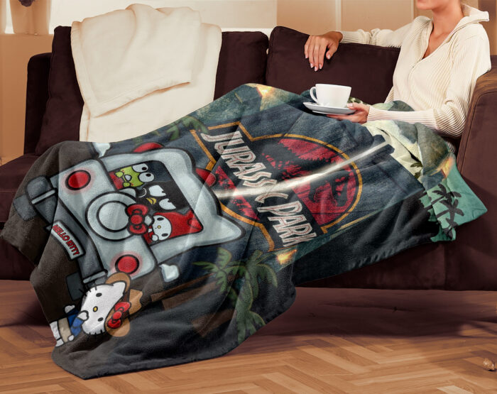 Personalized Hello Kitty Jurassic Park Blanket, Super Hero Hello Kitty Blanket - Image 3