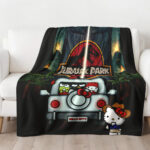 Personalized Hello Kitty Jurassic Park Blanket, Super Hero Hello Kitty Blanket - Image 2